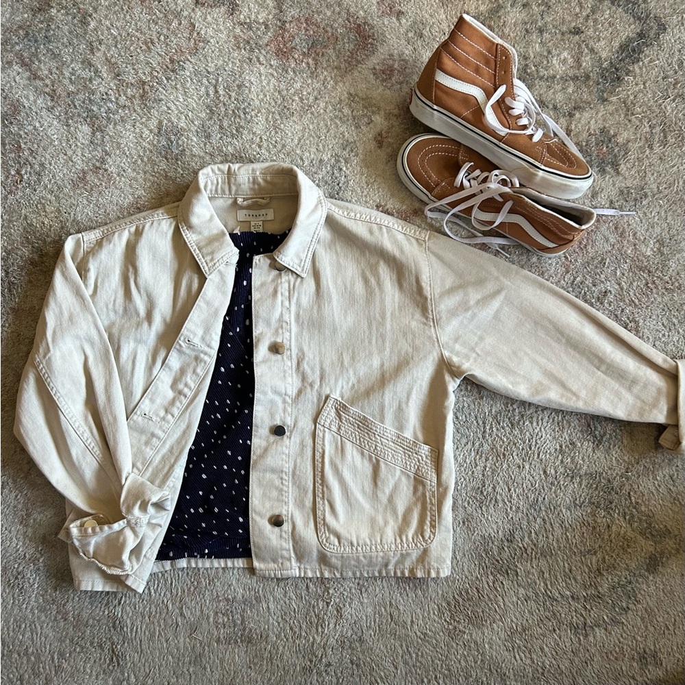 Topshop Cream Crop Jacket